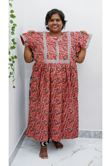 Midi Frock with Back Knot & Front Zip Jyothi Cotton Nighty