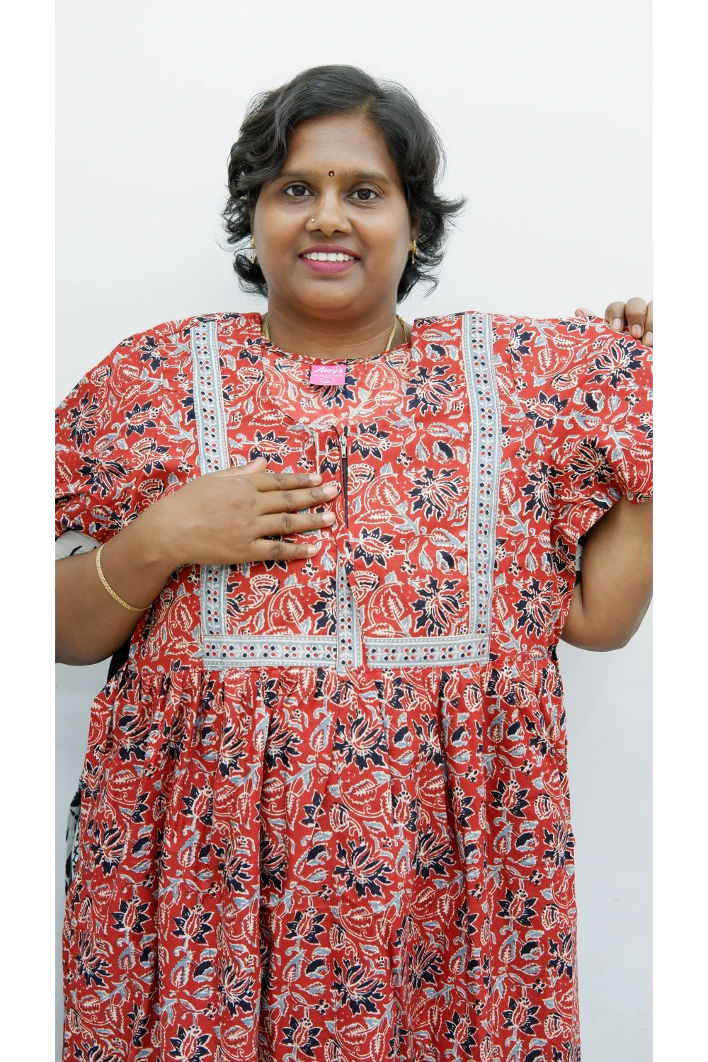 Midi Frock with Back Knot & Front Zip Jyothi Cotton Nighty