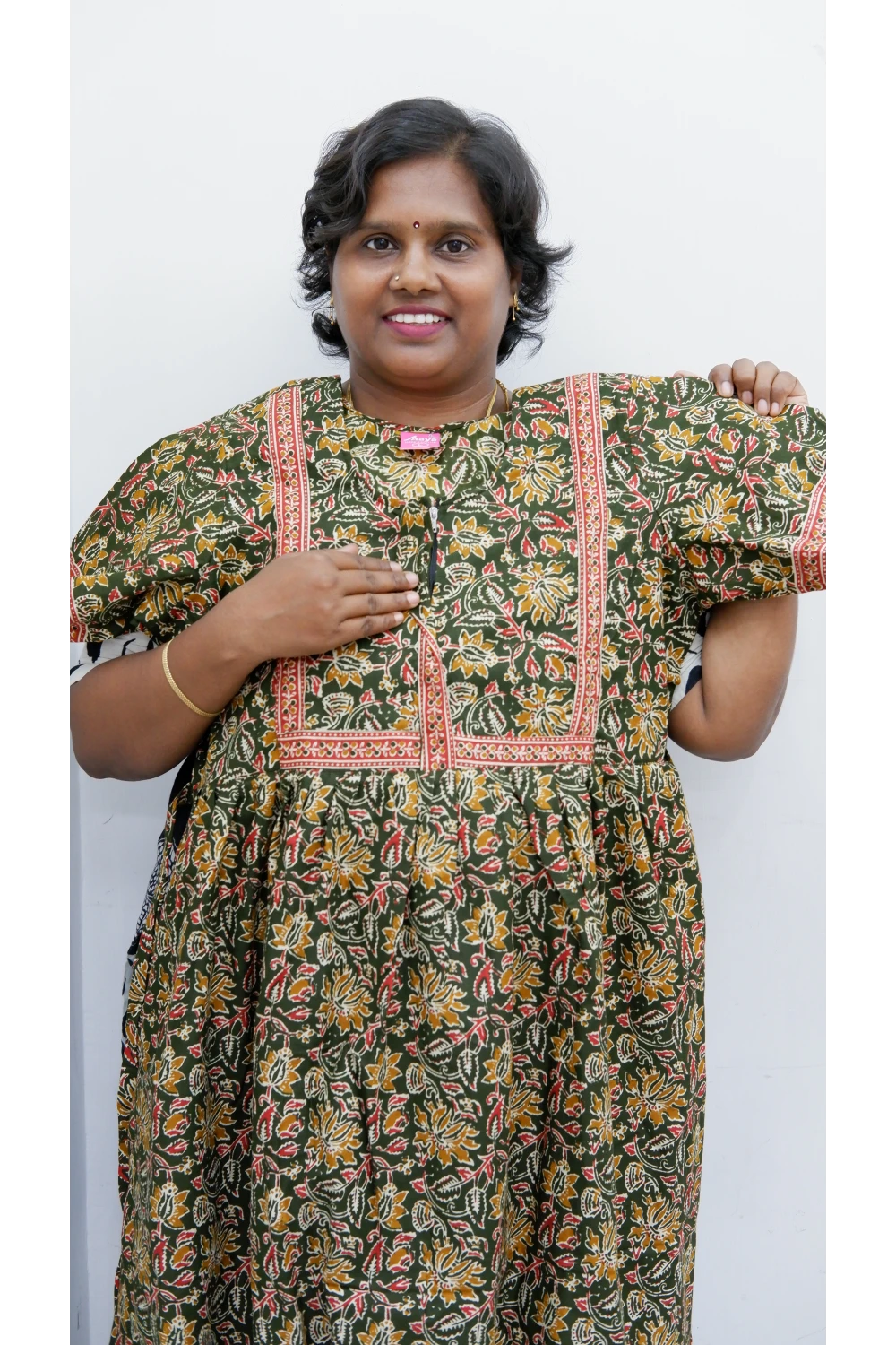 Midi Frock with Back Knot & Front Zip Jyothi Cotton Nighty