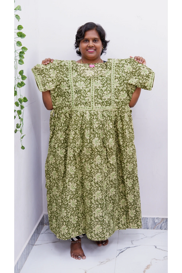 Midi Frock with Back Knot & Front Zip Jyothi Cotton Nighty