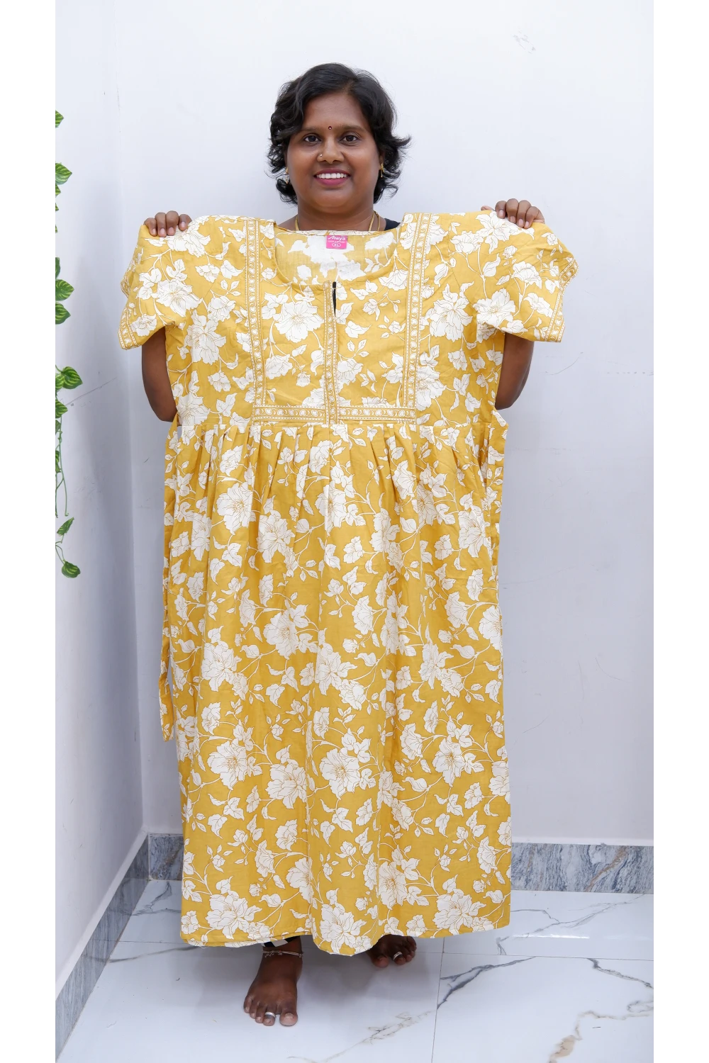 Midi Frock with Back Knot & Front Zip Jyothi Cotton Nighty