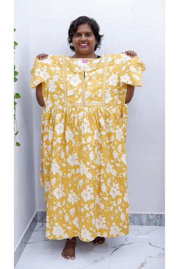 Midi Frock with Back Knot & Front Zip Jyothi Cotton Nighty