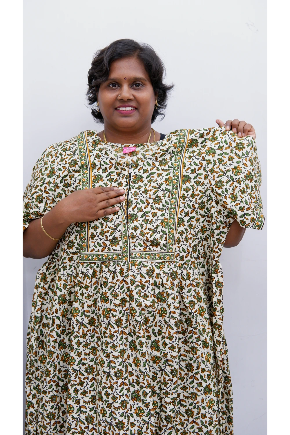 Midi Frock with Back Knot & Front Zip Jyothi Cotton Nighty