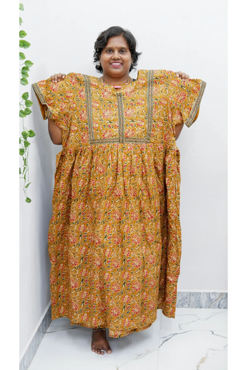 Midi Frock with Back Knot & Front Zip Jyothi Cotton Nighty