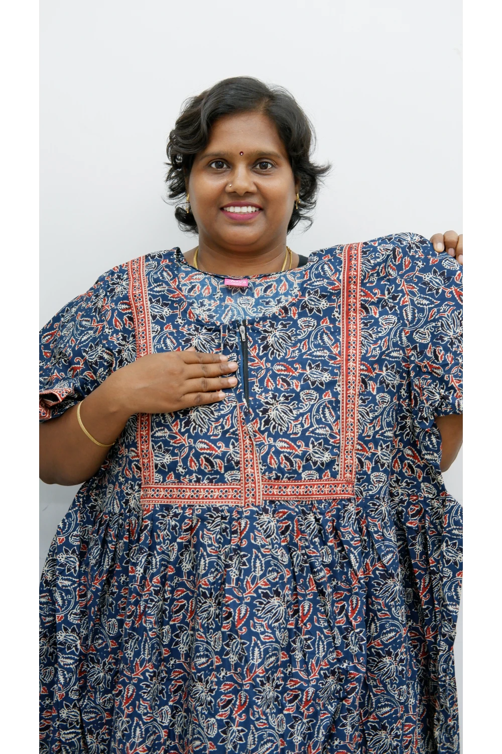 Midi Frock with Back Knot & Front Zip Jyothi Cotton Nighty