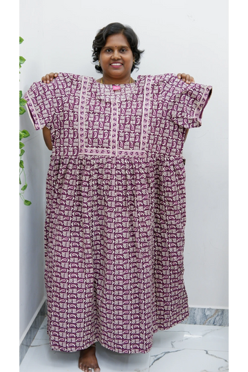 Midi Frock with Back Knot & Front Zip Jyothi Cotton Nighty