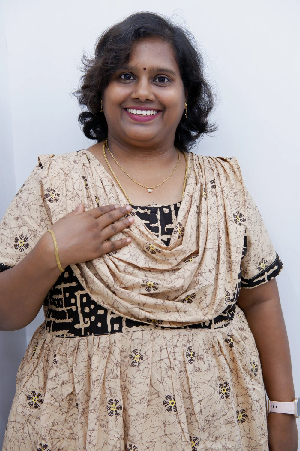 Shawl Draped Cotton Frock Nighty – Soft & Breezy