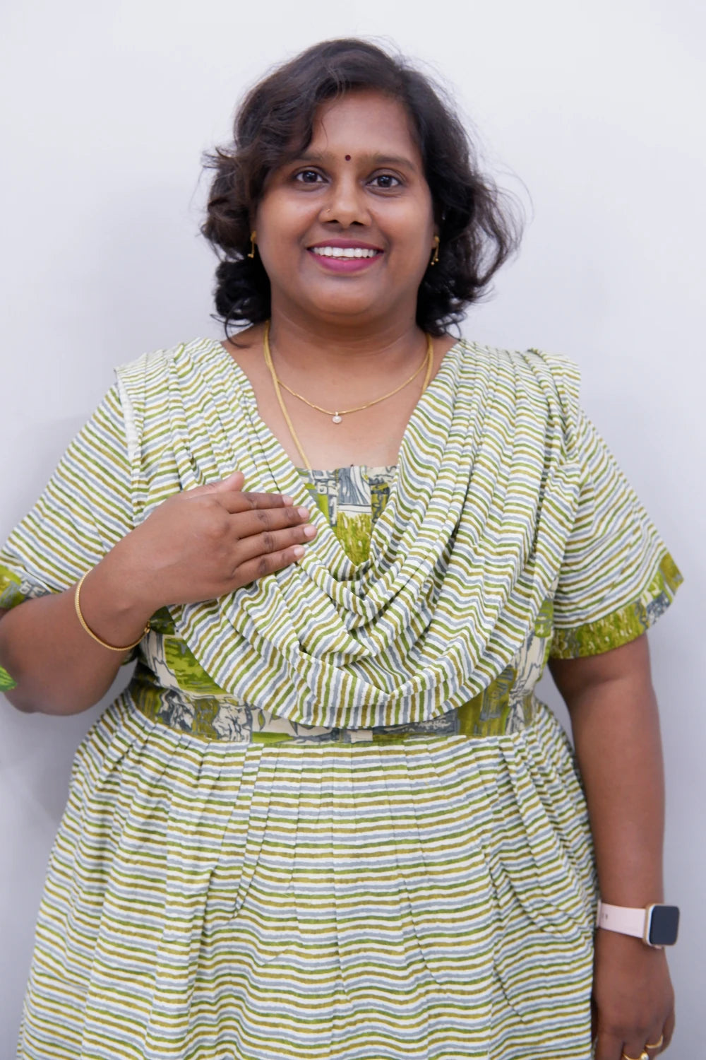 Shawl Draped Cotton Frock Nighty – Soft & Breezy