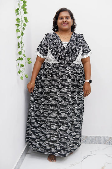 Shawl Draped Cotton Frock Nighty – Soft & Breezy