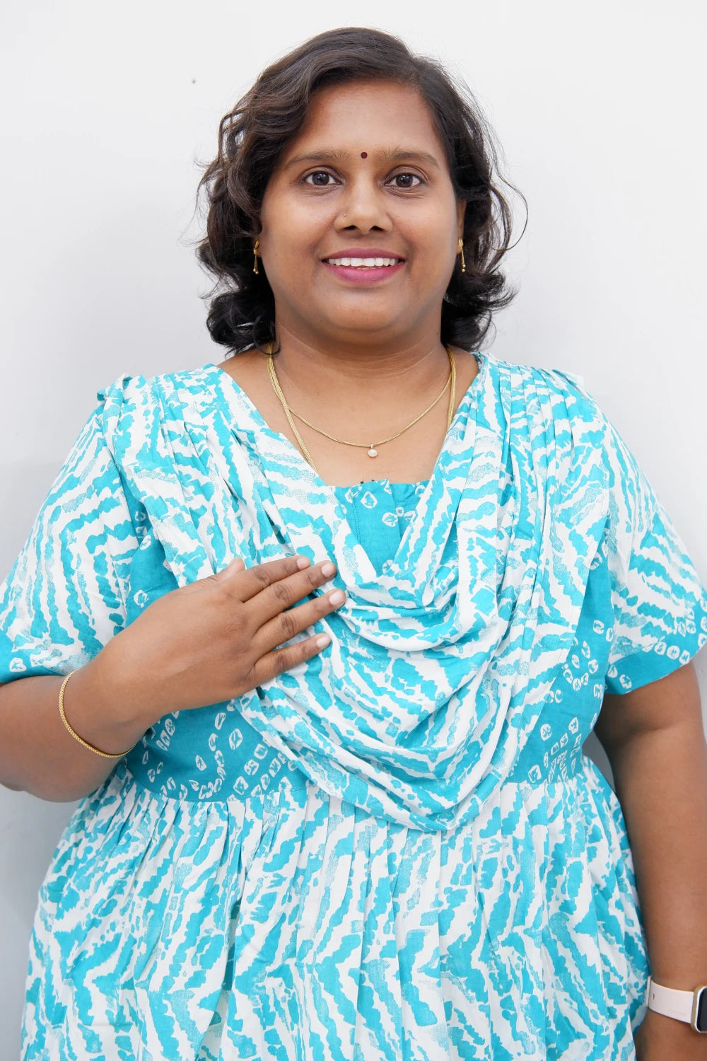 Shawl Draped Cotton Frock Nighty – Soft & Breezy