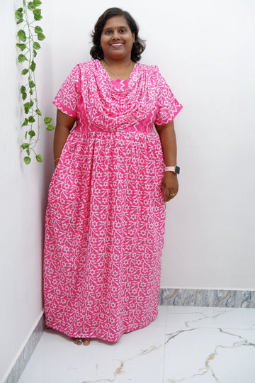 Shawl Draped Cotton Frock Nighty – Soft & Breezy