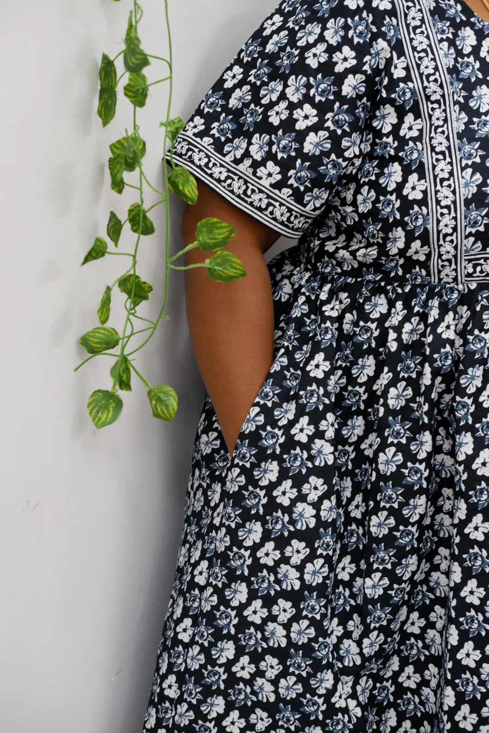 Midi Frock with Back Knot & Front Zip Jyothi Cotton Nighty