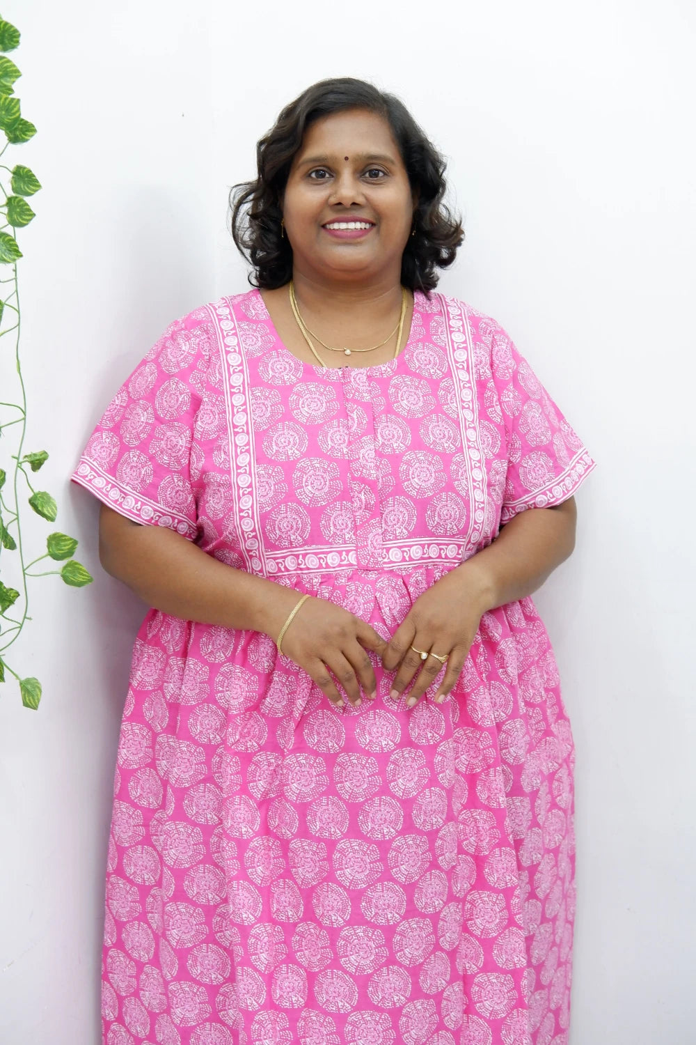 Midi Frock with Back Knot & Front Zip Jyothi Cotton Nighty