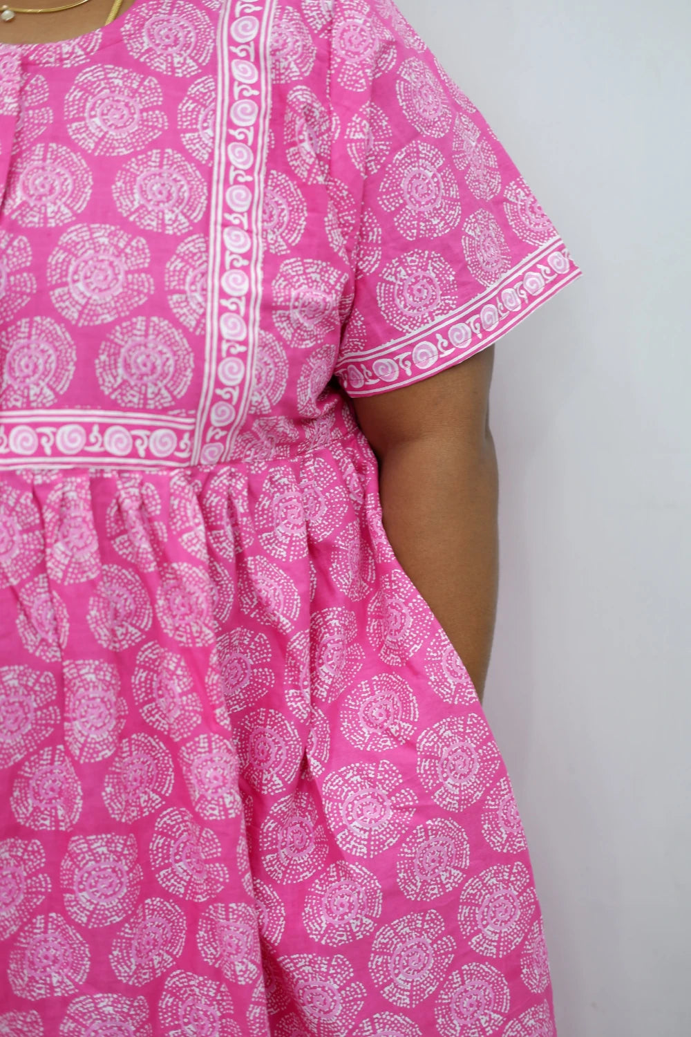 Midi Frock with Back Knot & Front Zip Jyothi Cotton Nighty