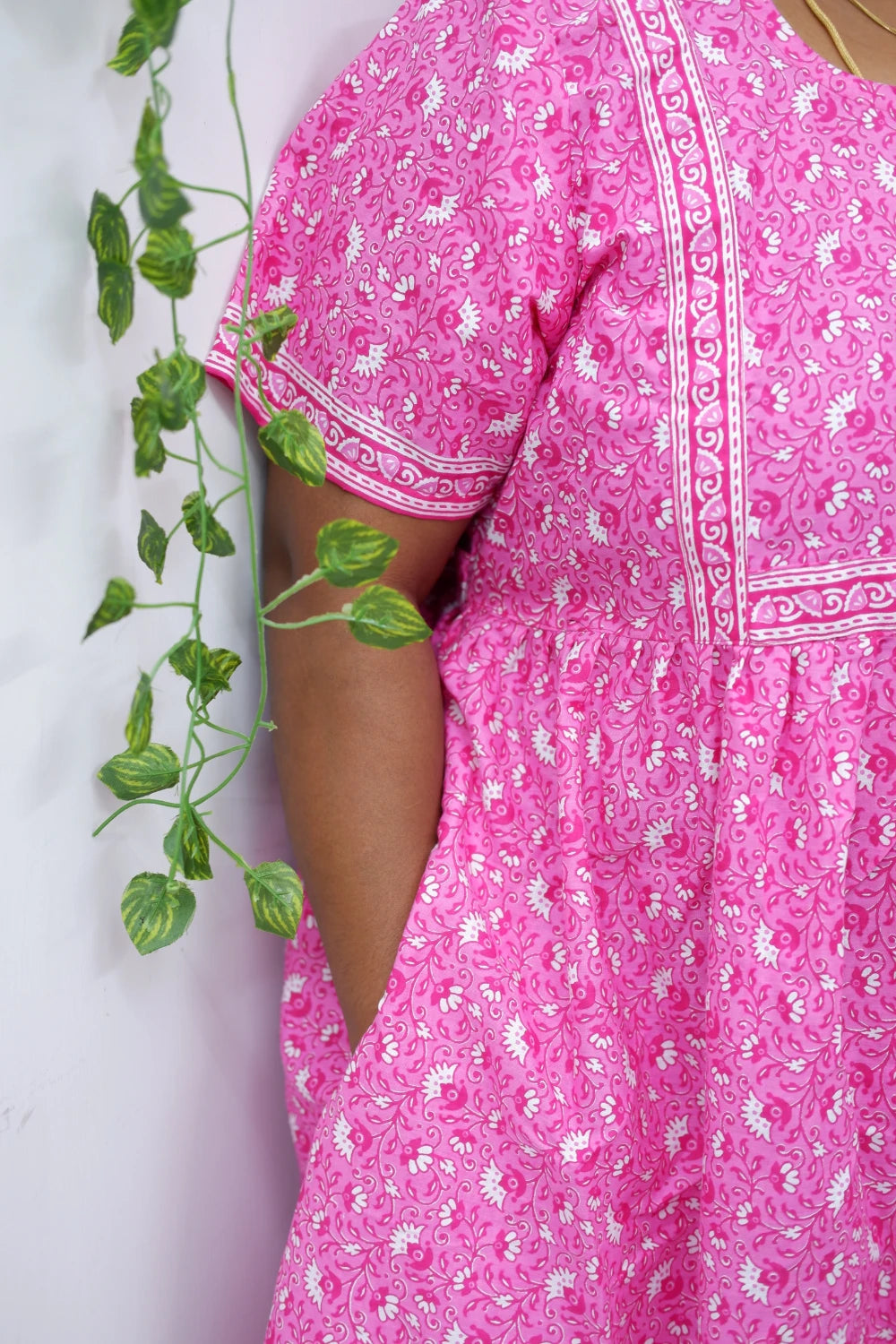 Midi Frock with Back Knot & Front Zip Jyothi Cotton Nighty