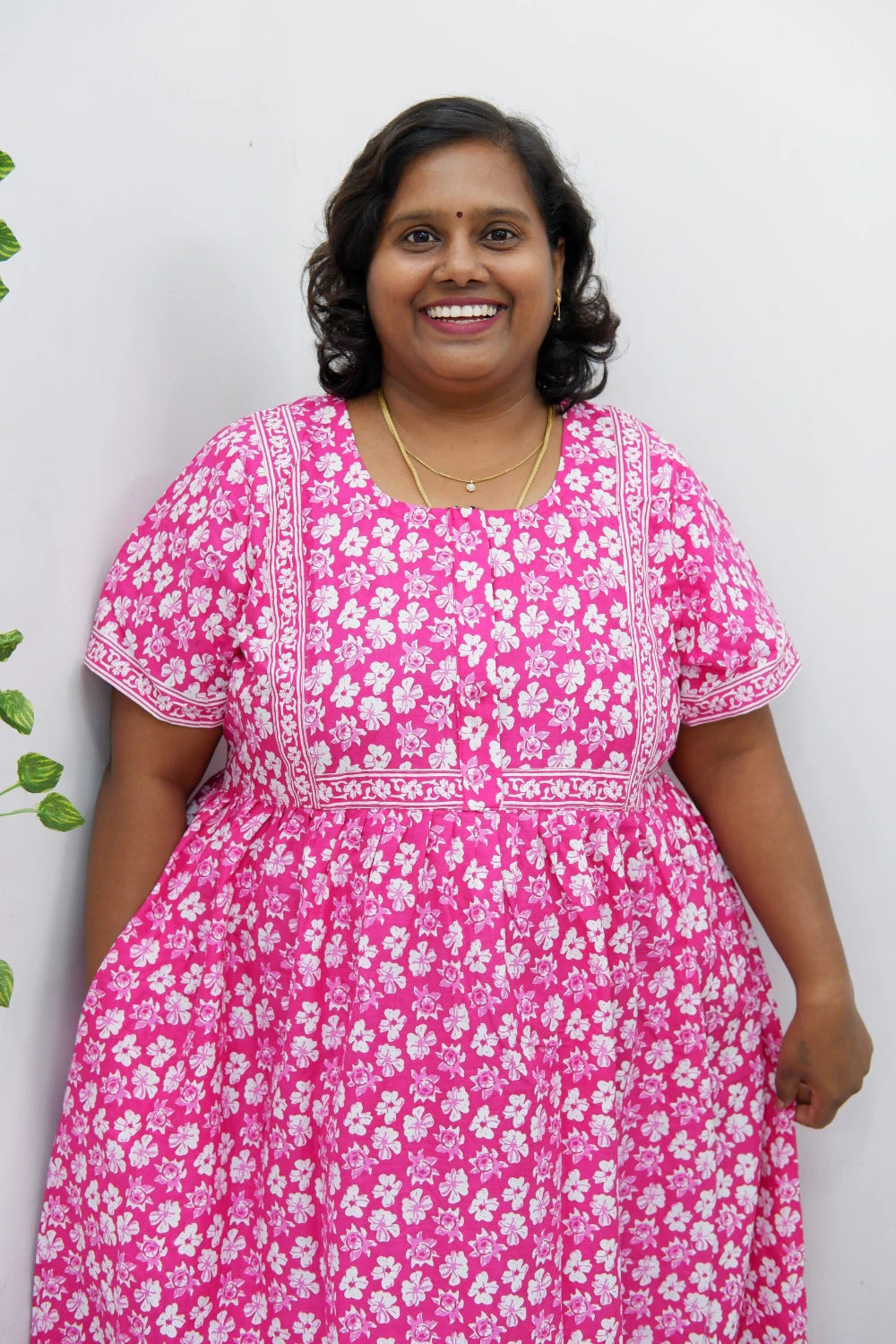Midi Frock with Back Knot & Front Zip Jyothi Cotton Nighty