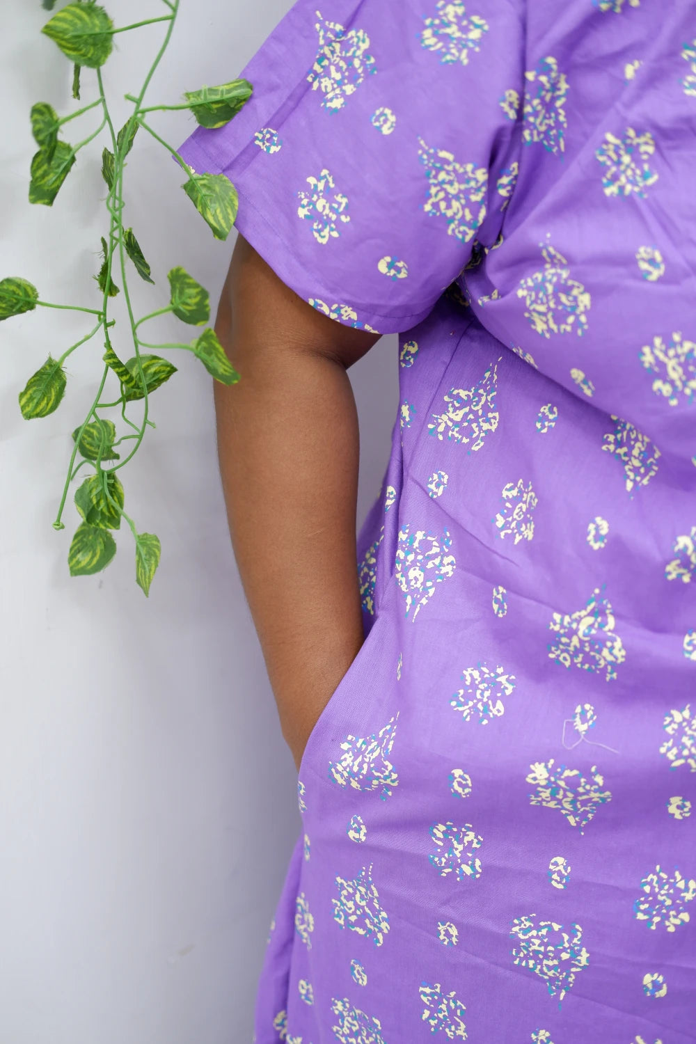 Mirror Work Cotton Nighty with Elegant Embroidery – Soft & Stylish