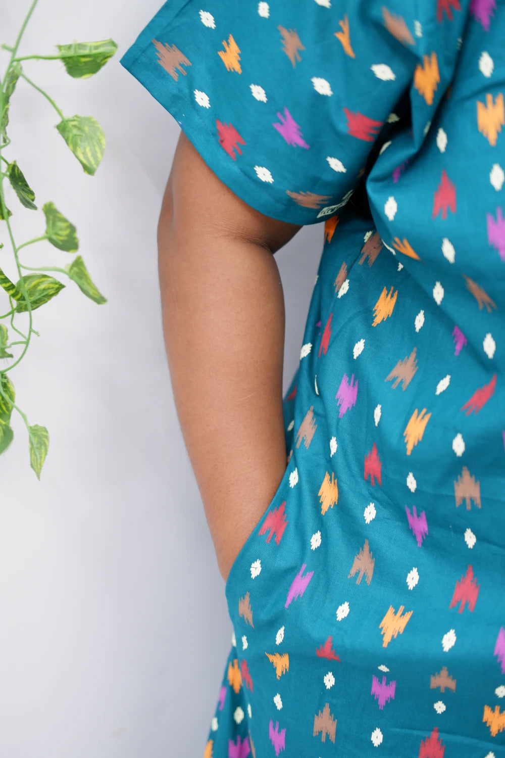 Mirror Work Cotton Nighty with Elegant Embroidery – Soft & Stylish