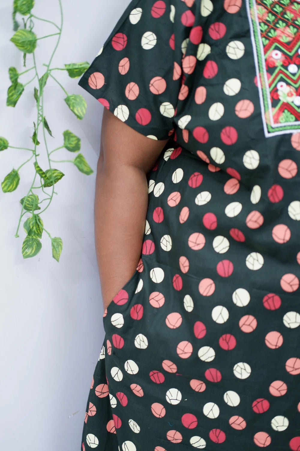 Mirror Work Cotton Nighty with Elegant Embroidery – Soft & Stylish