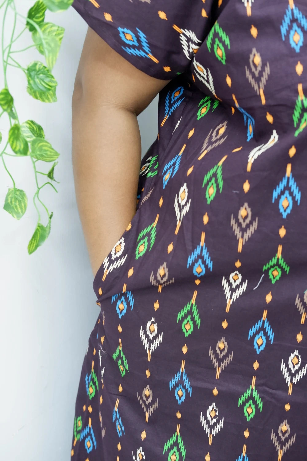 Mirror Work Cotton Nighty with Elegant Embroidery – Soft & Stylis