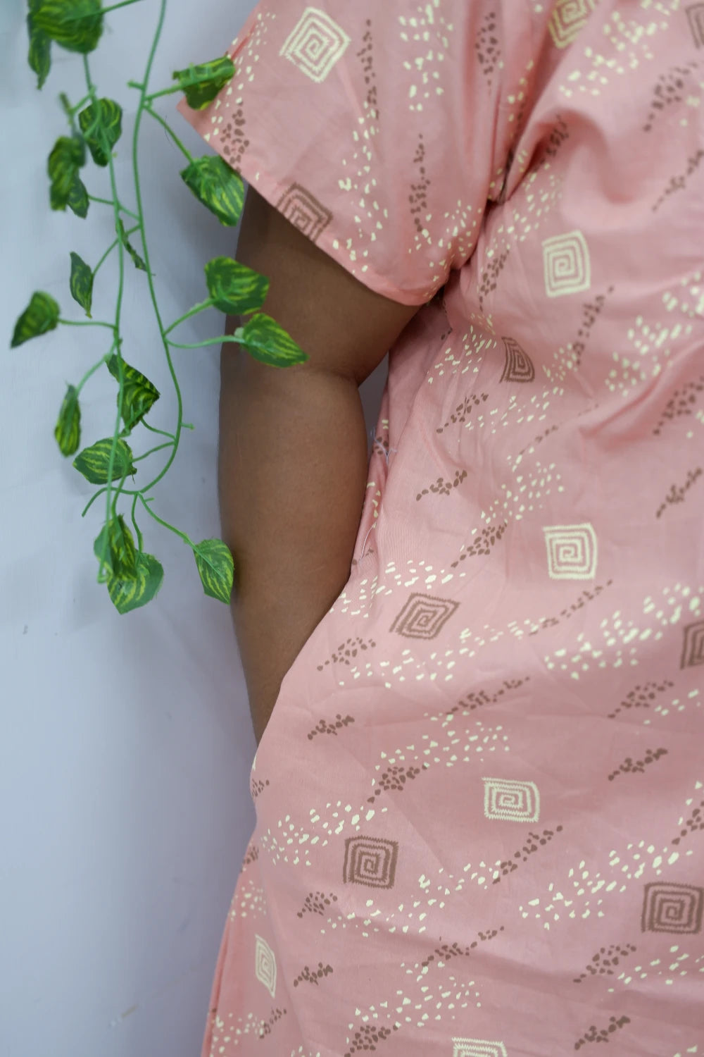 Mirror Work Cotton Nighty with Elegant Embroidery – Soft & Stylis
