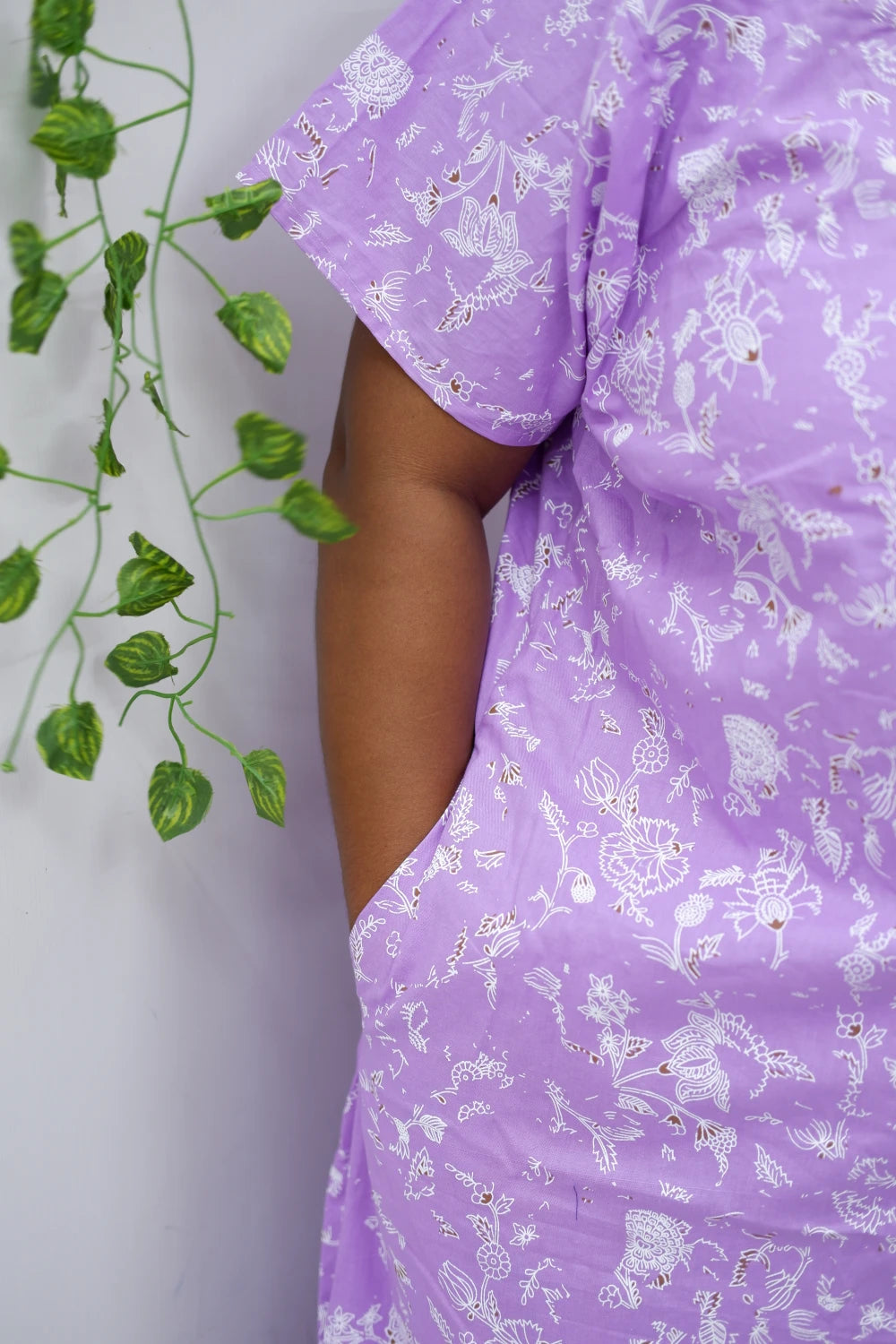 Mirror Work Cotton Nighty with Elegant Embroidery – Soft & Stylis