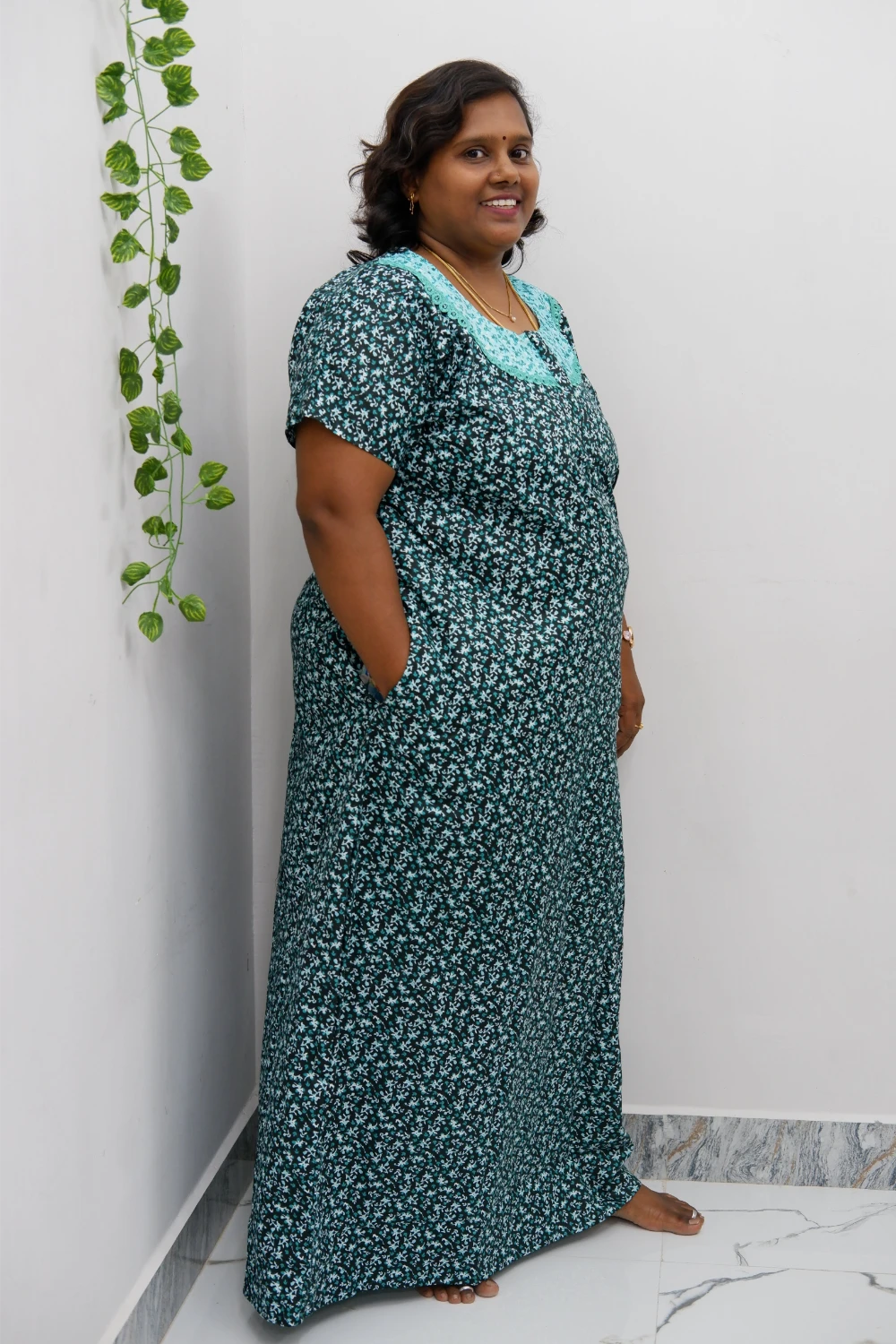 Floral Bliss Round Zip Cotton Nighty