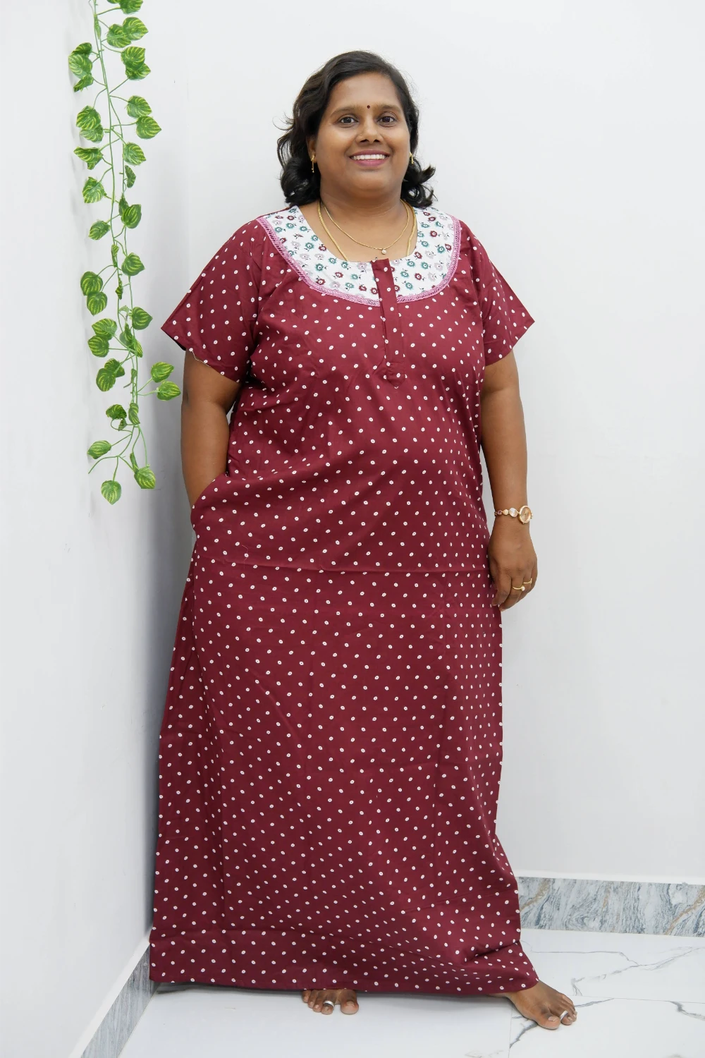 Floral Bliss Round Zip Cotton Nighty