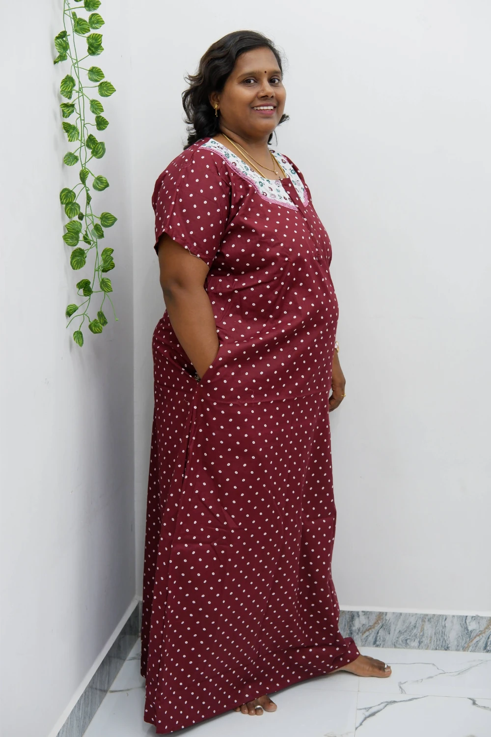 Floral Bliss Round Zip Cotton Nighty