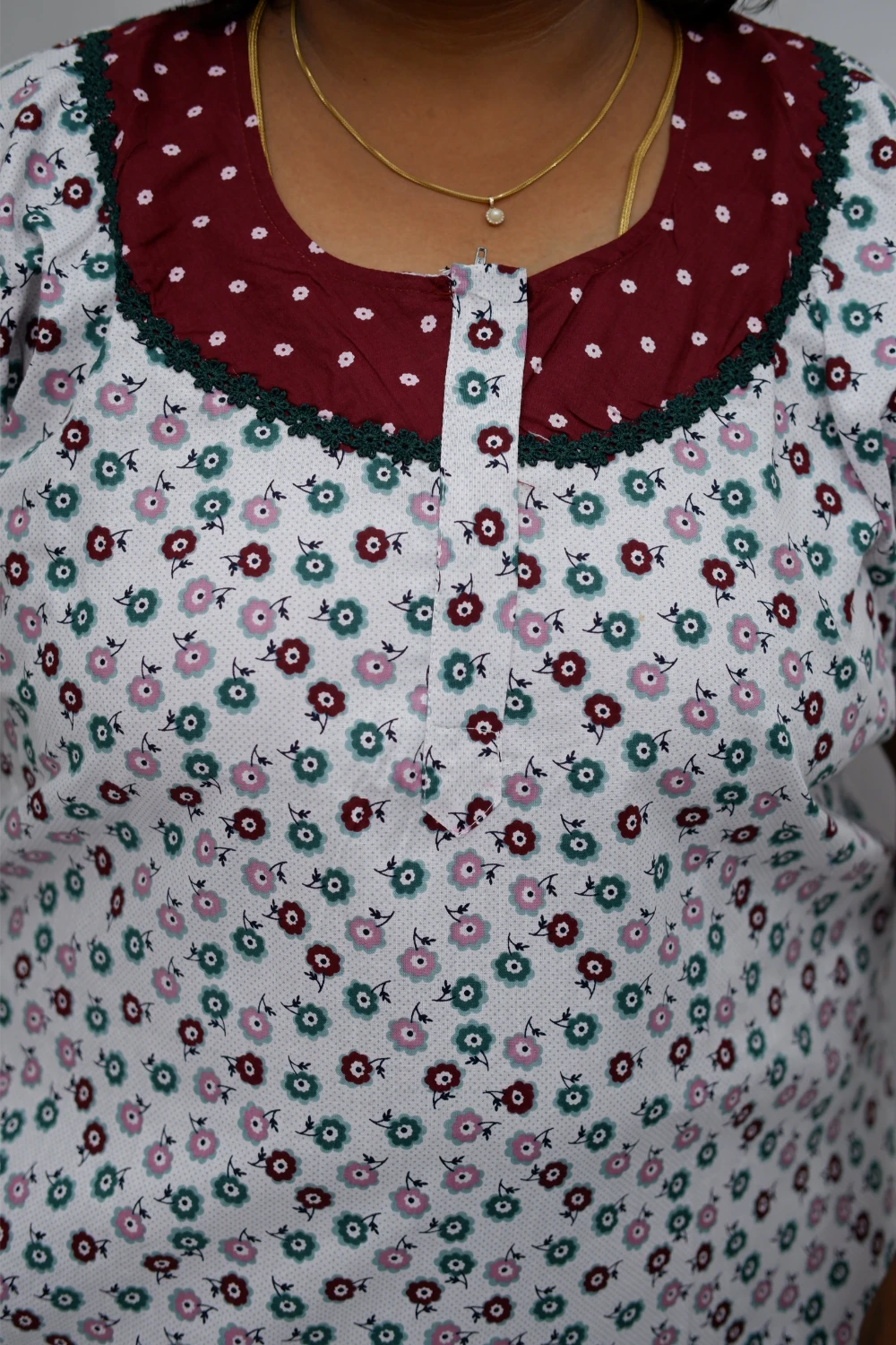 Floral Bliss Round Zip Cotton Nighty