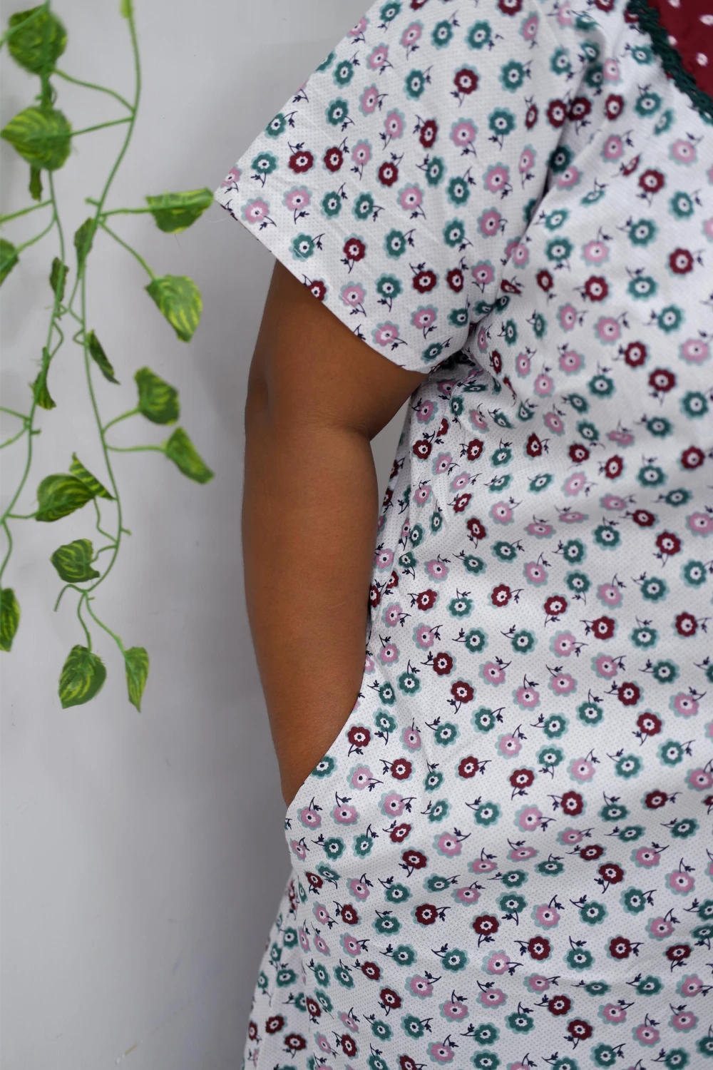 Floral Bliss Round Zip Cotton Nighty