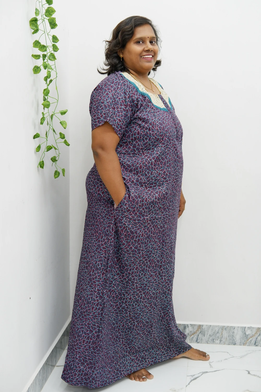 Floral Bliss Round Zip Cotton Nighty