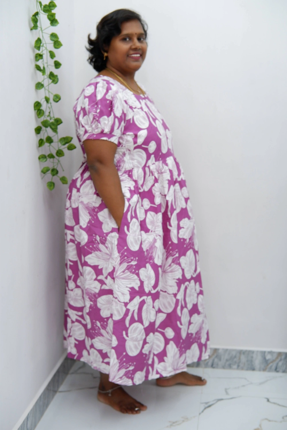 Trendy Puff Sleeve Kurti – Midi Length Frock Style for Women