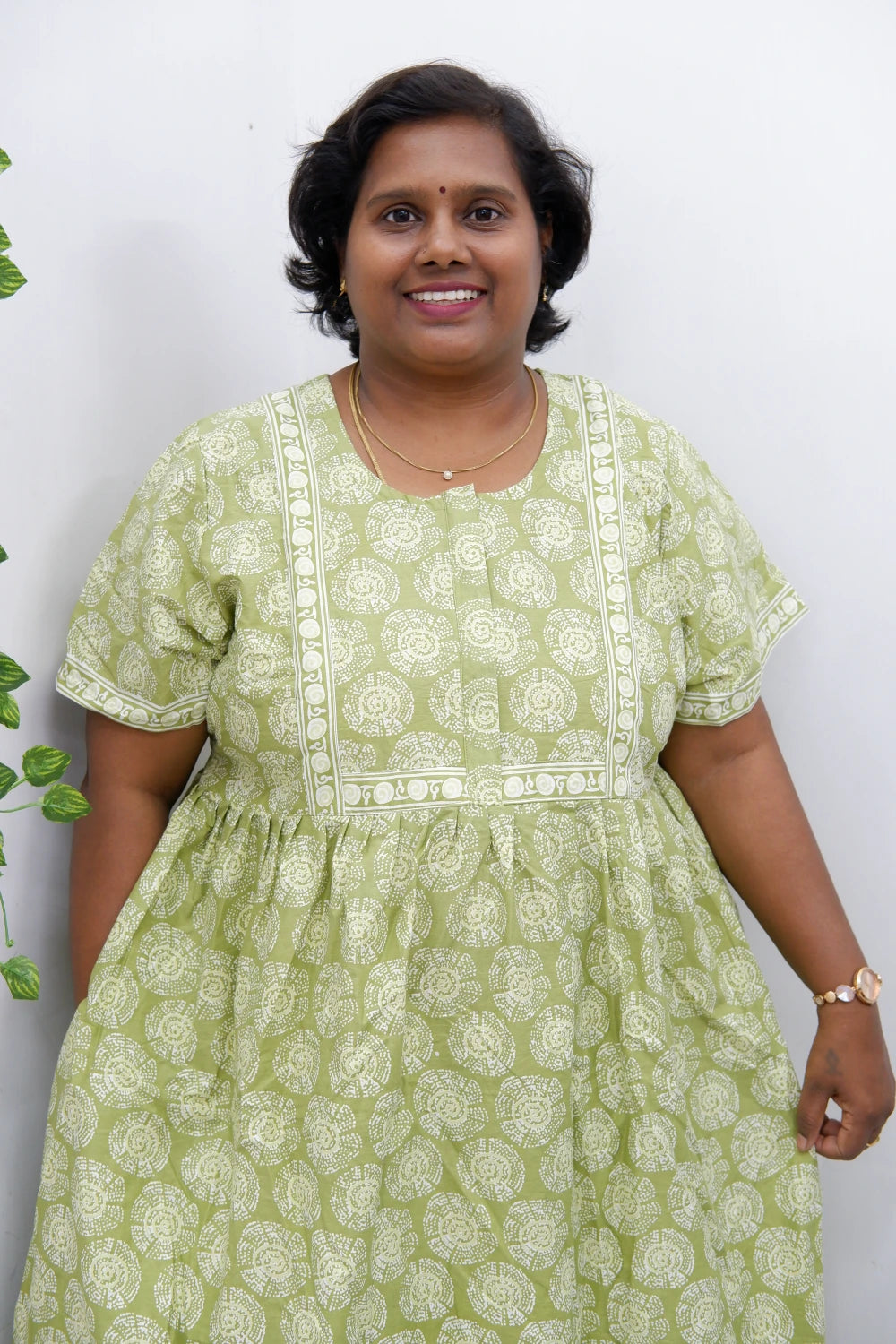 Midi Frock with Back Knot & Front Zip Jyothi Cotton Nighty