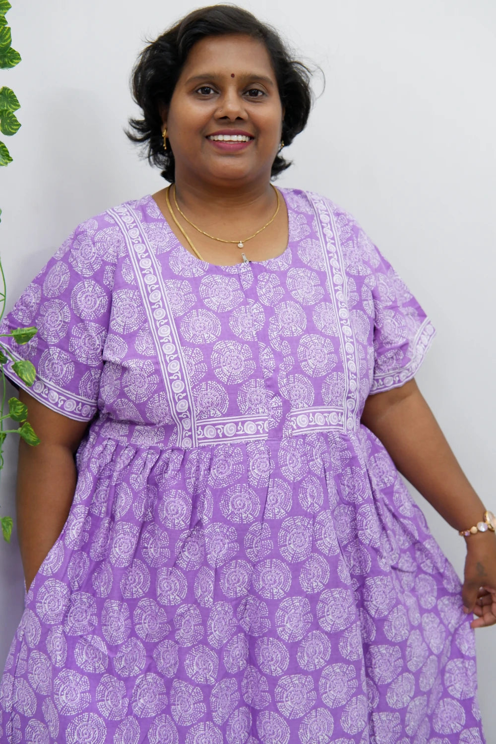 Midi Frock with Back Knot & Front Zip Jyothi Cotton Nighty