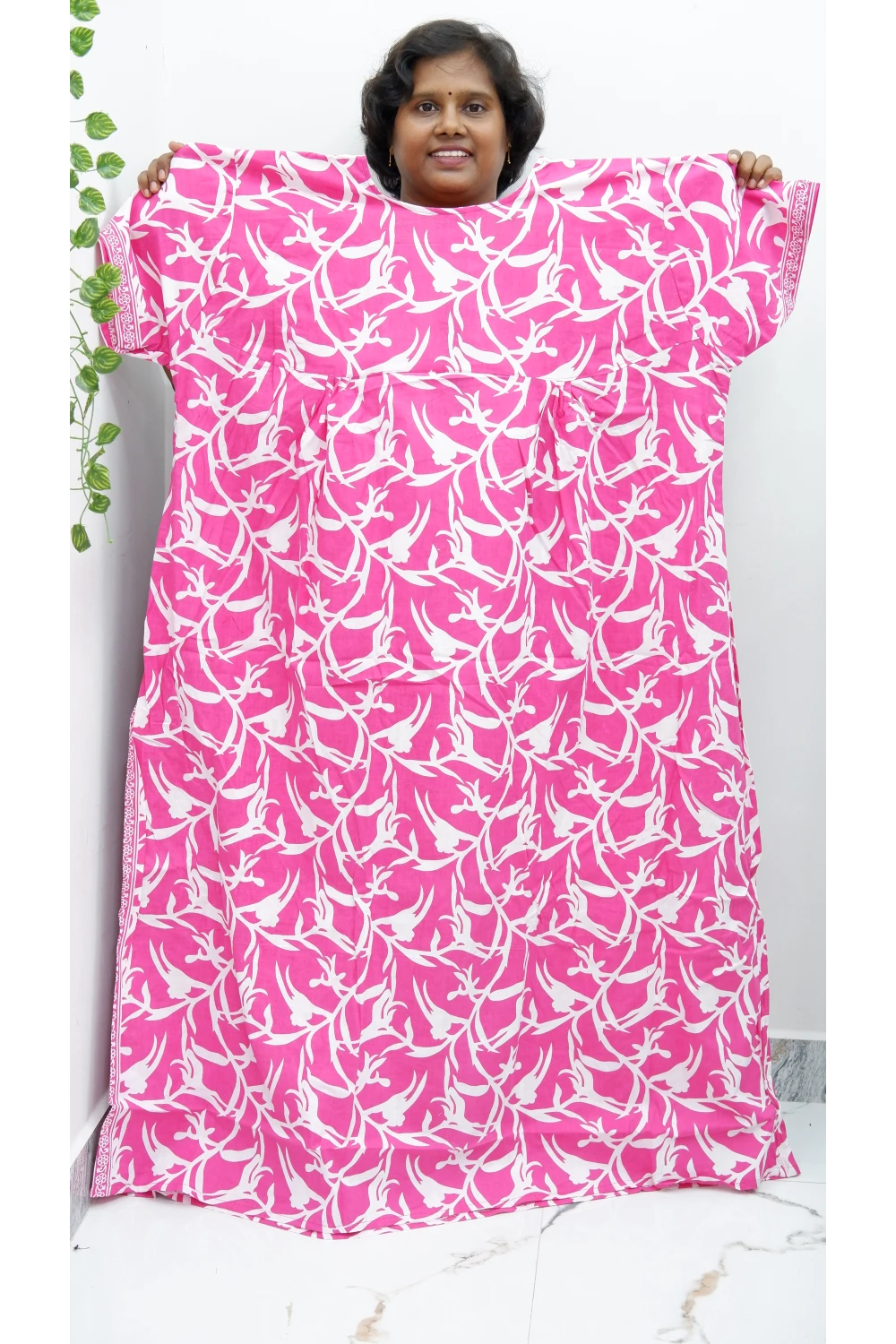 Plus Size Elegant Zip Nighty – Jyothi Cotton Breeze