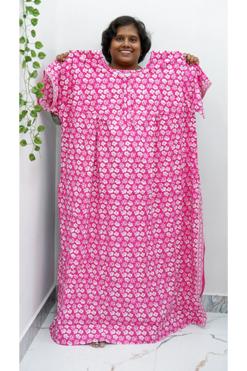 Plus Size Elegant Zip Nighty – Jyothi Cotton Breeze