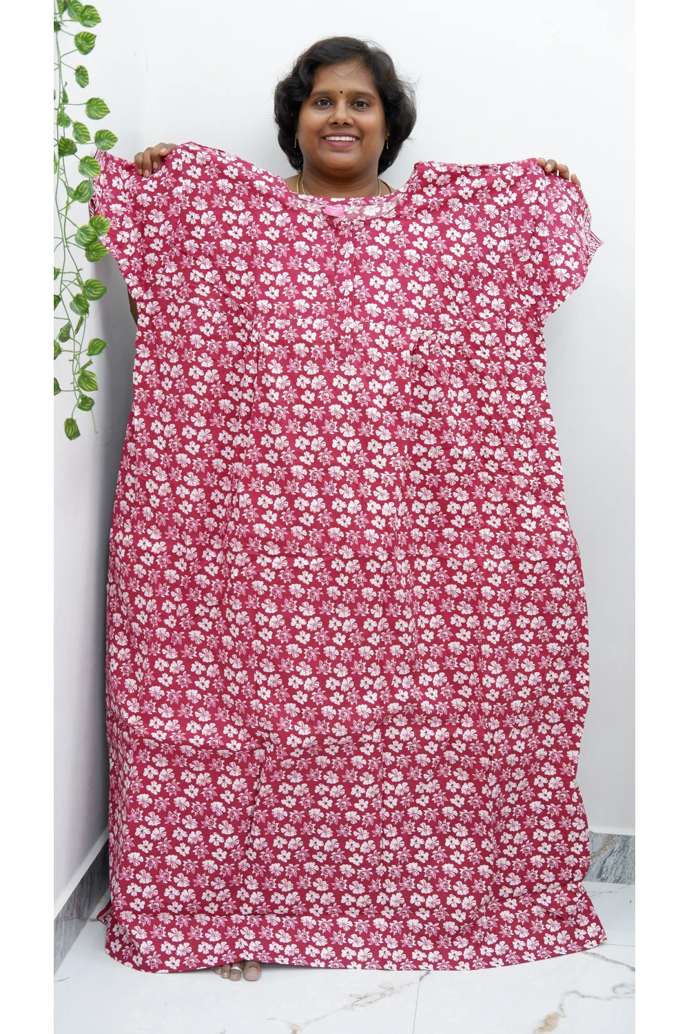 Plus Size Elegant Zip Nighty – Jyothi Cotton Breeze