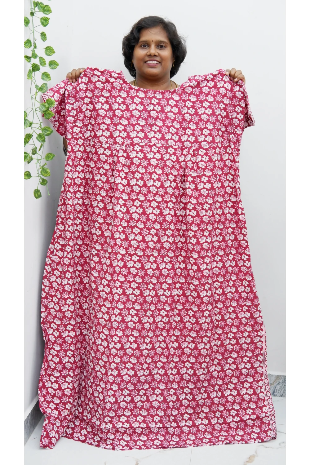 Plus Size Elegant Zip Nighty – Jyothi Cotton Breeze