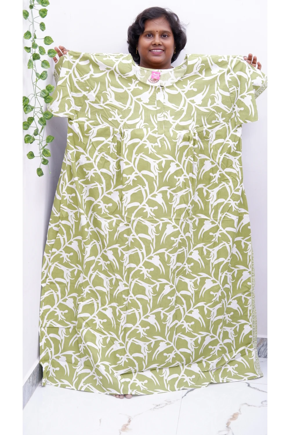 Plus Size Elegant Zip Nighty – Jyothi Cotton Breeze
