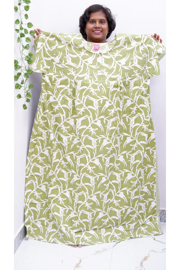 Plus Size Elegant Zip Nighty – Jyothi Cotton Breeze