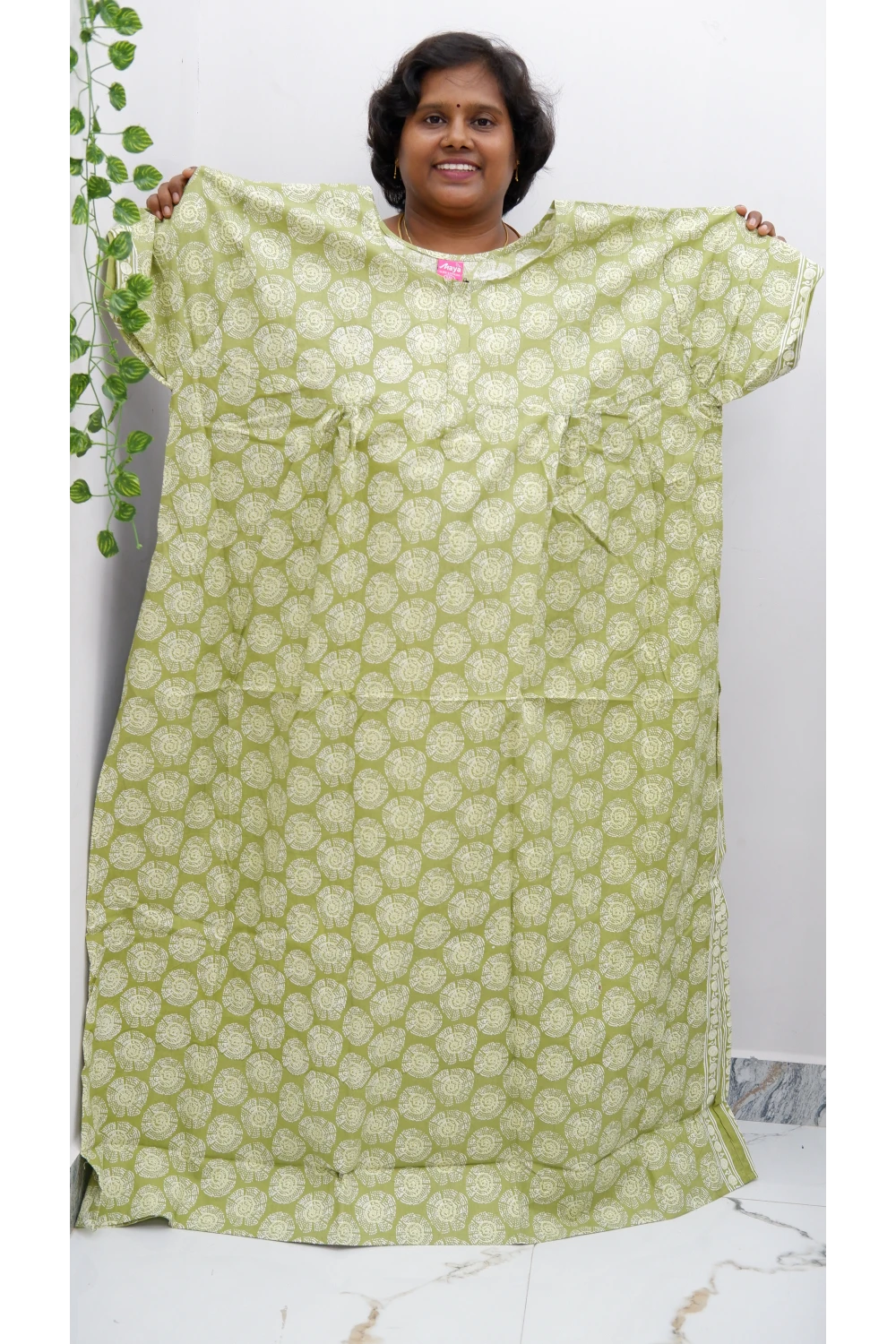 Plus Size Elegant Zip Nighty – Jyothi Cotton Breeze