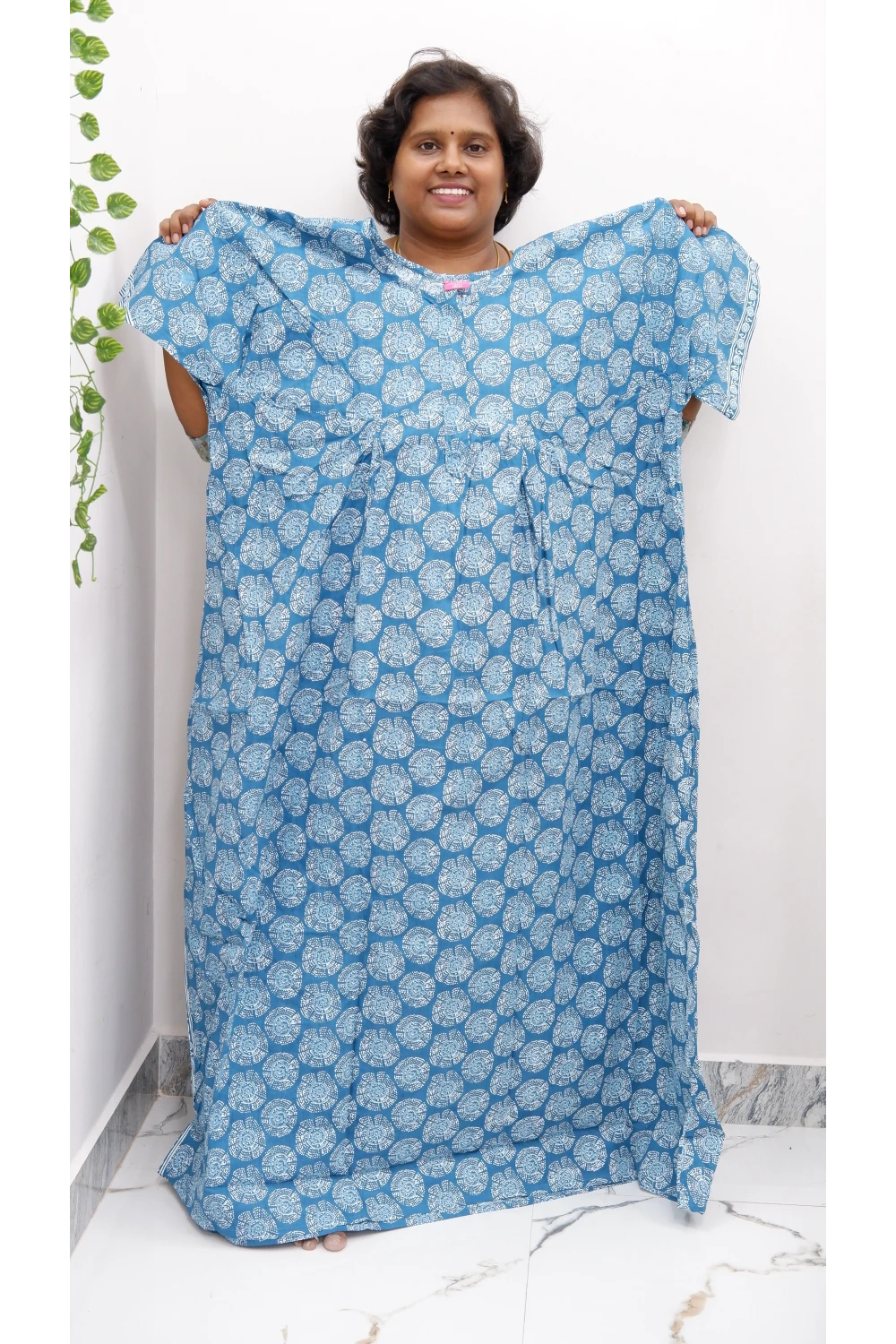 Plus Size Elegant Zip Nighty – Jyothi Cotton Breeze