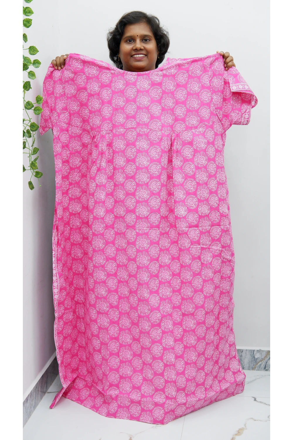 Plus Size Elegant Zip Nighty – Jyothi Cotton Breeze