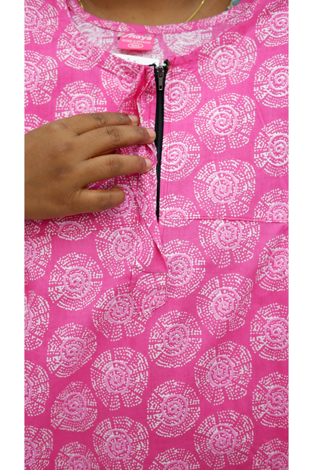 Plus Size Elegant Zip Nighty – Jyothi Cotton Breeze