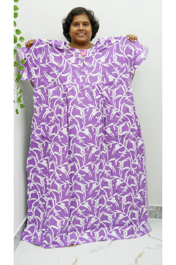 Plus Size Elegant Zip Nighty – Jyothi Cotton Breeze