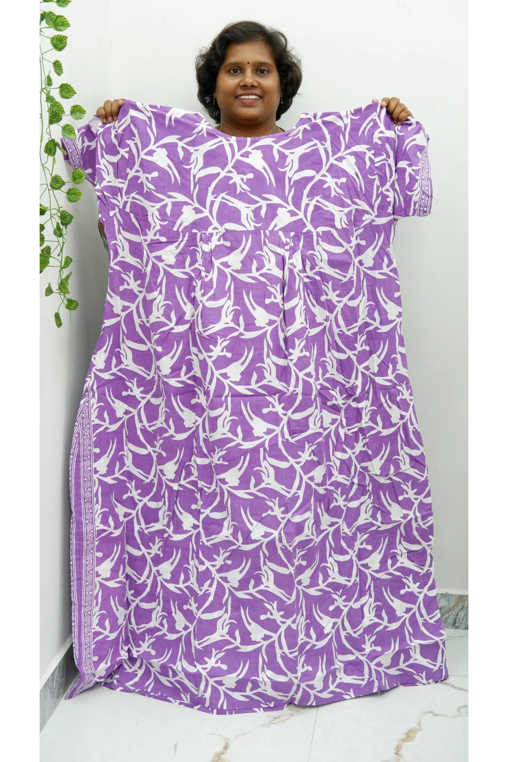 Plus Size Elegant Zip Nighty – Jyothi Cotton Breeze