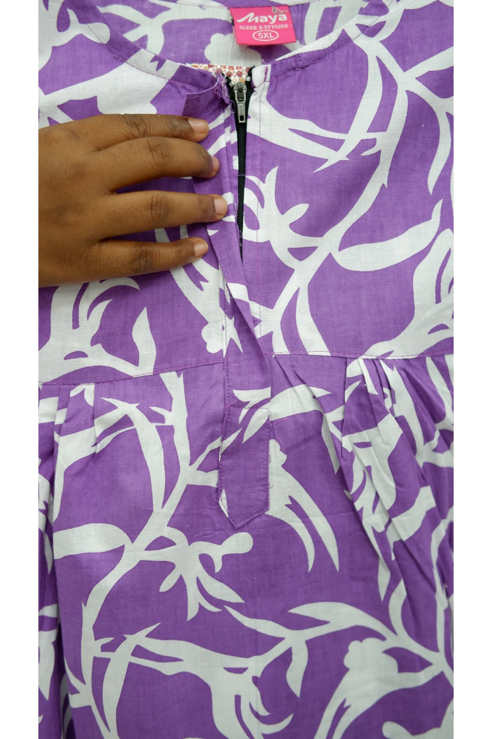 Plus Size Elegant Zip Nighty – Jyothi Cotton Breeze