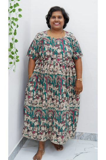 Kalamkari Printed Midi Kurti – Stylish Frock Design for Women