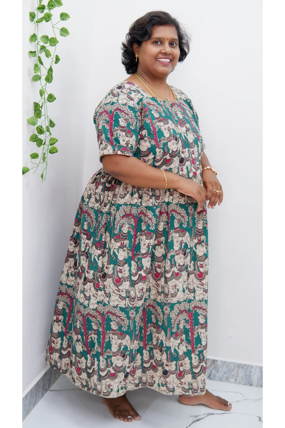 Kalamkari Printed Midi Kurti – Stylish Frock Design for Women